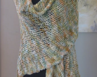 OOAK hand knit XL Ruana Shawl Stole Open Poncho Sarape in my kettle dyed tye dyed Merino wool Fruit Salad