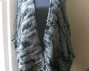 OOAK hand knit XL Ruana Shawl Stole Open Poncho Sarape in my kettle dyed Merino wool