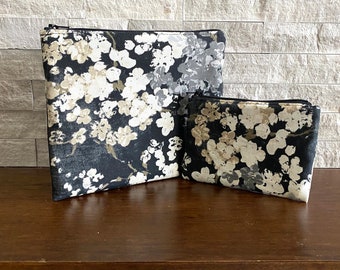 Zipper Pouches - Neutral Painterly Blossom