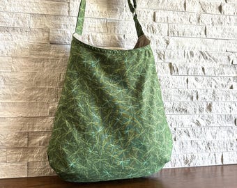 One Handle Hobo Bag - Mossy Dragonflies