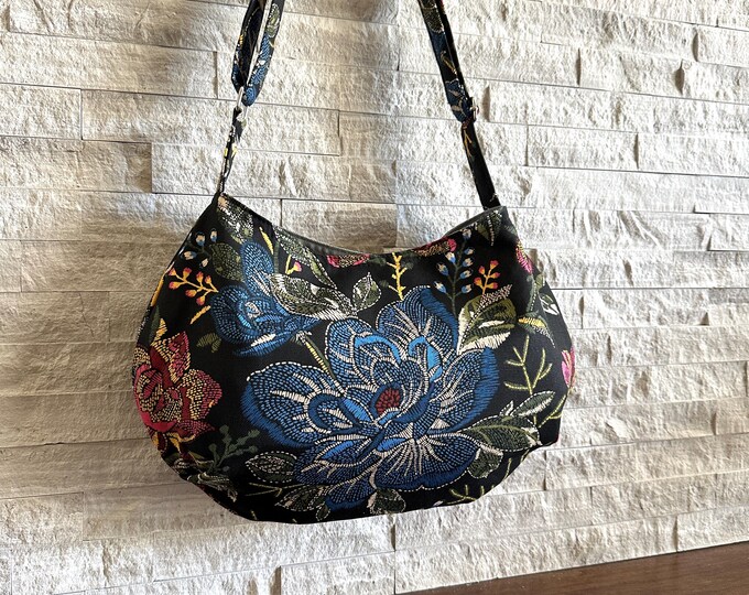 Luna's Wooden Beaded Crescent Shoulder Bag