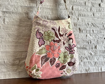 One Handle Hobo Bag - Japanese Retro Pink Floral