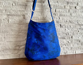 One Handle Hobo Bag - Editions Blue Fluid Texture