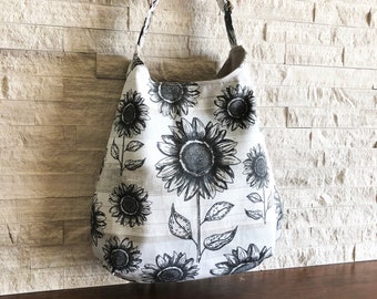 One Handle Hobo Bag - Sunflower on Wood