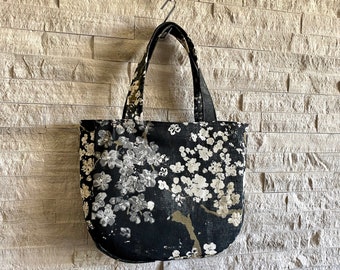 Mini Tote Bag - Neutral Painterly Blossom