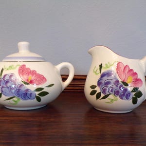 Sugar dish & Creamer | Fruit and Flowers by Stangl | Vintage creamer and sugar | Coffee set | Vintage Stangl Pottery | Cream pitcher | Sugar