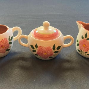 Stangl Creamers & Sugar dish | Stangl Wild Rose pattern | Coffee creamer | Sugar dish | Coffee set | Vintage creamer and Sugar set | China