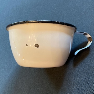 Enamelware cup | Vintage cup | Retro coffee cup | vintage enamelware | White enamelware | Coffee cup | Coffee mug | Vintage enamelware | mug