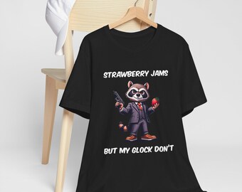 Raccoon Shirt, Strawberry Jams Shirt, Funny Raccoon Shirt, Funny Meme T-Shirt, Unisex-Men & Women's Tee