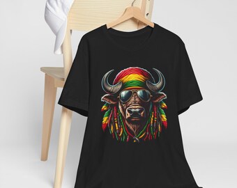 Reggae T-Shirt, Rasta Buffalo T-Shirt, Music Merch, Buffalo Soldier, Retro Shirt, Y2K Shirt, Gift Shirt, Unisex-Men & Women's Tee