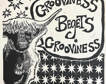 Grooviness erzeugt Grooviness (Original-Linolschnitt)