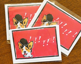 Corgi Linocut Cards (Trio)