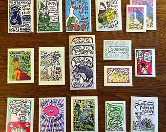 Linocut Cards -- Three Pack -- Choose Your Faves