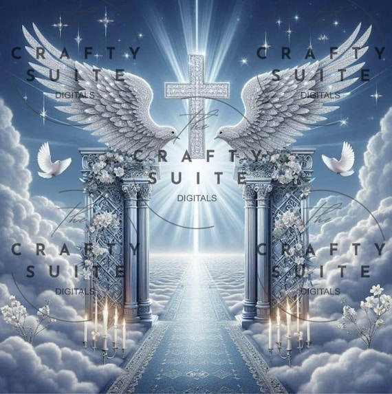 Memorial Design Template, Blue Serene Skies Editable Digital for Canva