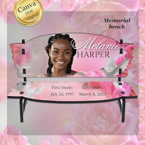 Memorial Bench Template: Editable Petal Design for Canva (Digital Download, Commercial Use Allowed)