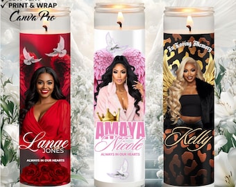 Pacote de Modelos de Velas de Homenagem | Lembrança Funerária Editável no Canva (Download Digital)