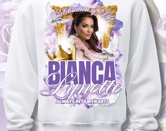Modelo de design para camiseta Purple Harmony Memorial: Canva Pro editável (download digital)