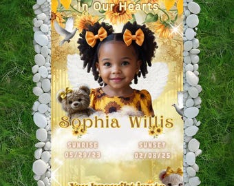Sunshine Memorial Grave Blanket Template: Editable Funeral Poster (Digital Download, Canva Pro Required)