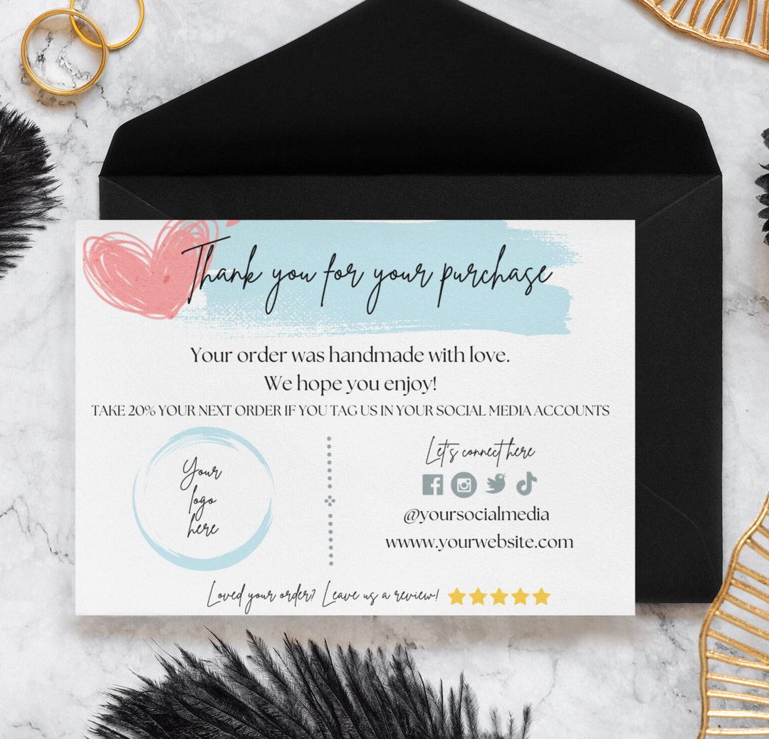 Editable in CANVA Business Thank You Insert Card Template Modern Blue ...