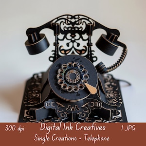Image clipart unique créative de téléphone découpée au laser pour le journal de scrapbooking en papier créatif, papier créatif 12 x 12 JPG