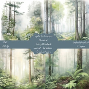 Soothing Botanical Watercolor Woodland 12x12 300 dpi 4 JPG Papers Instant Download  Junk Journal Scrapbooking Paper Creative Paper Crafts
