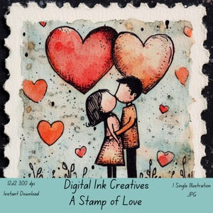 Stempel der Liebe einzelne Illustration illustrative Kunst hochauflösende druckbare Bild für Scrapbooking Junk Journal Kreative Karte Kunst Papier