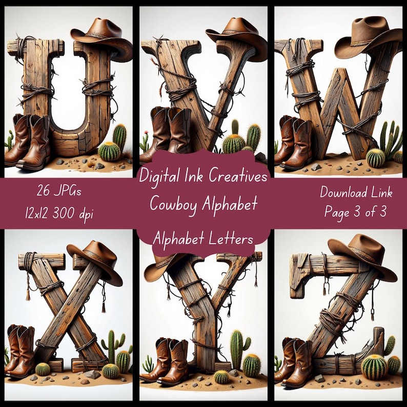 Cowboy Letter R Cowboy Alphabet Clipart for Personalized Gifts Alphabet Clipart for ...