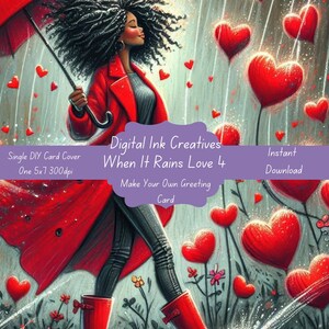 Wenn es regnet 4 DIY Valentinstag Karte Einzelkarte Illustration Grußkarte Vorlage Greeting Card Illustration Printable Valentine