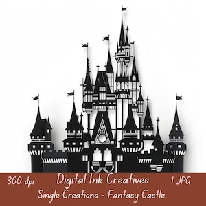 Image clipart unique créative découpée au laser de château fantastique pour le papier créatif journal de scrapbooking papier créatif 12 x 12 JPG Design