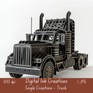 Camion découpé au laser créatif pop-up unique image clipart pour papier créatif journal de scrapbooking papier créatif 12 x 12 JPG Design