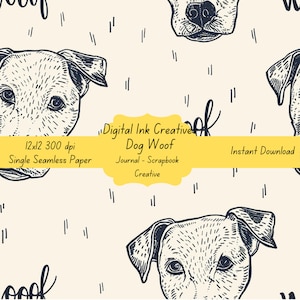 Dog Woof Seamless Paper 12x12 for Crafts, Scrapbooking, and Digital Art - Seamless Instant JPEG Download, Single Paper
