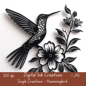 Colibri découpé au laser créatif pop-up unique image clipart pour papier créatif journal de scrapbooking papier créatif 12 x 12 JPG Design