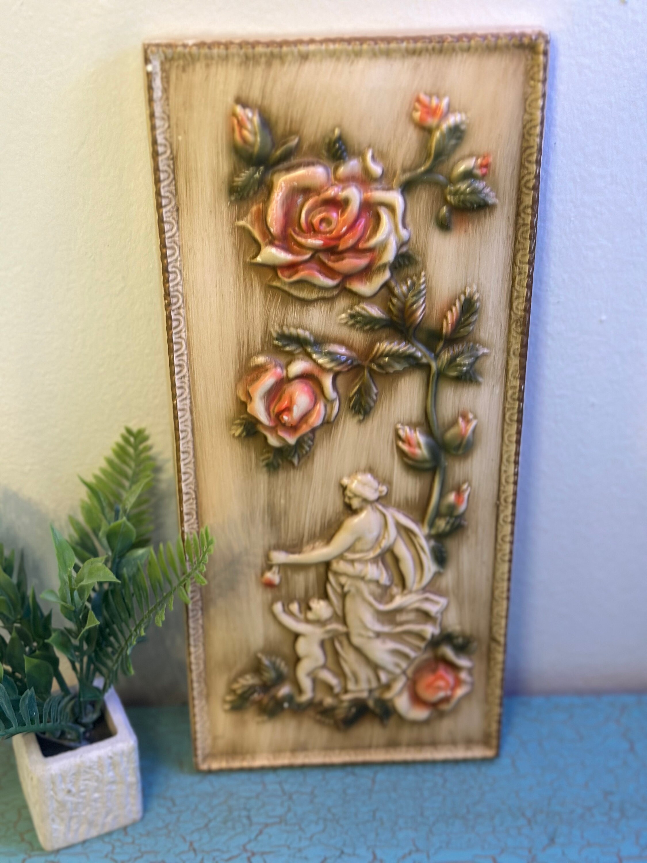 Set of 2 Vintage Four Seasons Chalkware Wall Decor Featuring spring and ...