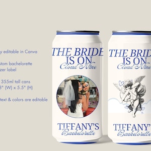 Cloud 9 Bachelorette Hard Seltzer Label Template, TWO DESIGN OPTIONS Skinny Seltzer Label, Personalized Can Label, Slim Can | Canva Template