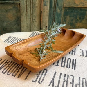 1960s Vintage Mid Century Teak Wood Oblong Tray Bowl MCM Philippines