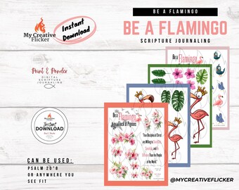 Diario bíblico imprimible de flamencos: Álbum de recortes bíblicos (descarga PDF, 8,5 x 11 pulgadas)