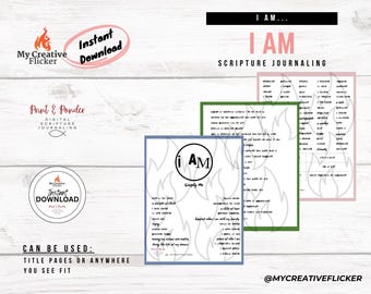 Scripture Journaling Printable: 'I Am...' Bible Scrapbook (PDF Download)