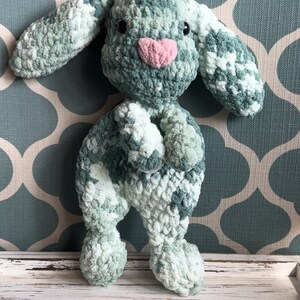 Ready to Ship - Handmade Crochet Bea the Bunny Lovey  (snuggler, plushie, stuffie, baby shower, kids and babies, nursery, free shipping)