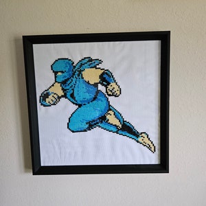 Ninja Gaiden Ryu Pixel Art handmade. Cross stich with DMC thread