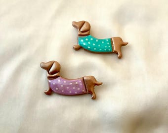 Clay Dachshund Brooch