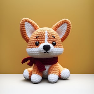 Bedårande Corgi-hund Amigurumi-virkmönster - Nybörjarvirkning av Corgi-hund - DIY-leksaker - Direkt nedladdning - Enkelt virkmönster