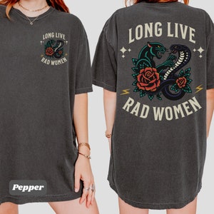 Long Live Rad Women Comfort Colors T-shirt, Vintage Boho Snake Tee, Trendy Feminist Girl Power Shirt, Aesthetic Floral Tiger Shirt