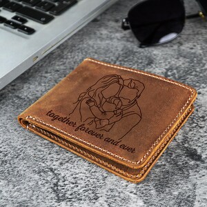 Cartera de hombre personalizada con foto personalizada, regalo de recuerdo para papá, regalos personalizados grabados en cuero, regalo para padre, carteras con foto personalizadas