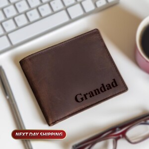 Personalized Dad Wallet, Christmas Gift, Father&#39;s Day Gift For Daddy, Boyfriend Gift for Men Wallet, Man Leather Wallet, Groomsmen Wallet