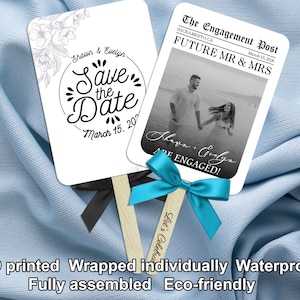 Personalized Engagement Party Photo Fans Save The Date Fan Favors Wedding Program Hand Fans Printed Ceremony Fans Fully Assembled Photo Fans