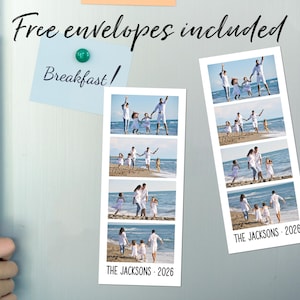 Custom Photo Strip Magnet, Personalized Photo Booth Magnet with Text, Family Picture Keepsake Gift, Family Reunion Photo Refrigerator Magnet