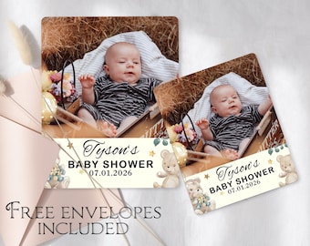 Personalized Baby Shower Magnet Favors/Custom Baby Photo Fridge Magnets/Baptism Gifts/First Communion Favors/Wedding Party Favors for Guests