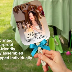 Custom 18th Birthday Photo Fans with Bows/Bulk Birthday Party Favour Fans/18th Birthday Celebration Double-Sided Printed Fans/Birthday Gifts