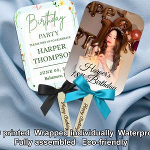 Personalized Photo Fans For Birthday Party Favors, Double-Sided Print Program Fan, Wedding Favors For Guests, Birthday Party Invitation Fans