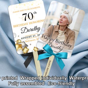 Custom Photo Birthday Hand Fan/Fully Assembled Wooden Paddle Fans/Personalized Handheld Fans for Birthday Party Favors/Party Invitation Fans